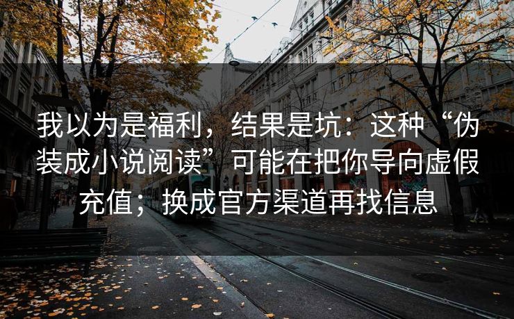 我以为是福利，结果是坑：这种“伪装成小说阅读”可能在把你导向虚假充值；换成官方渠道再找信息  第1张